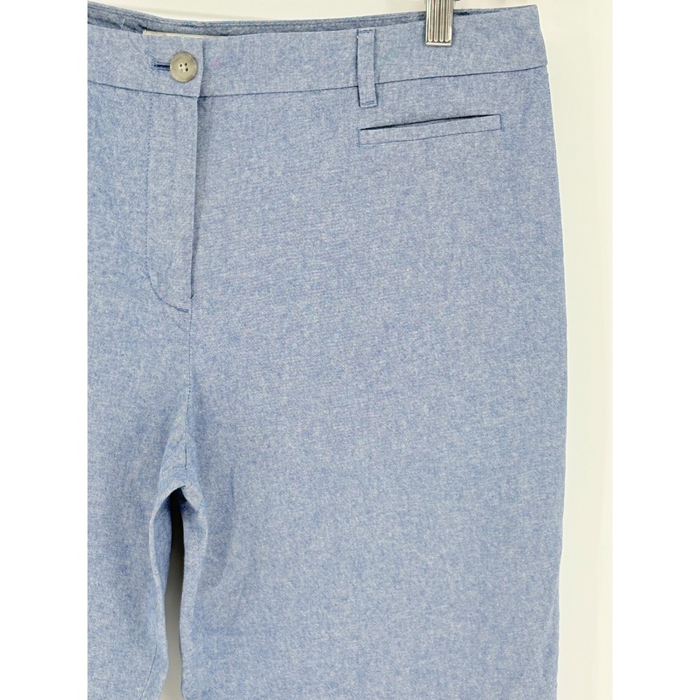 Talbots Ankle Pants Womens 12 Blue Chambray Cotton Casual Straight Leg - Picture 2 of 5